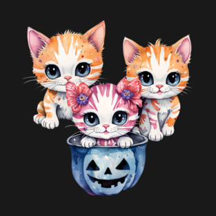 Cute Kittens Ready for Halloween T-Shirt