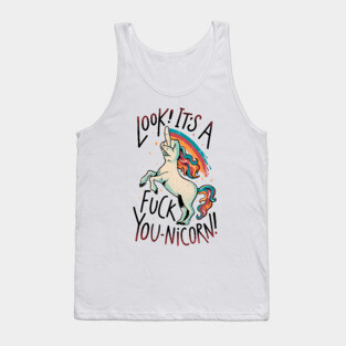 F-You Unicorn - Funny Sarcasm Dark Humor Finger Unicorn Gift Tank Top