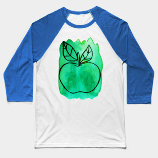 Green Watercolor Apple Baseball T-Shirt
