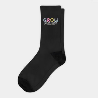 Floral Grow Gratitude Quote Socks