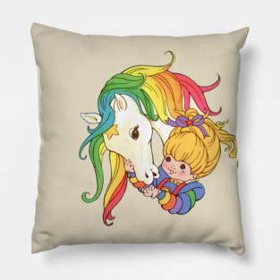 Rainbow Brite And Unicorn Pillow