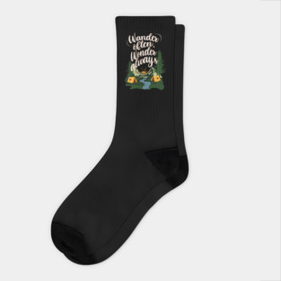Wander Often, Wonder Always Camping Design Socks