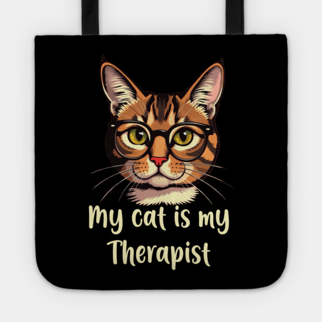 My Cat is my Therapist Tote by Pete the Cat Guy