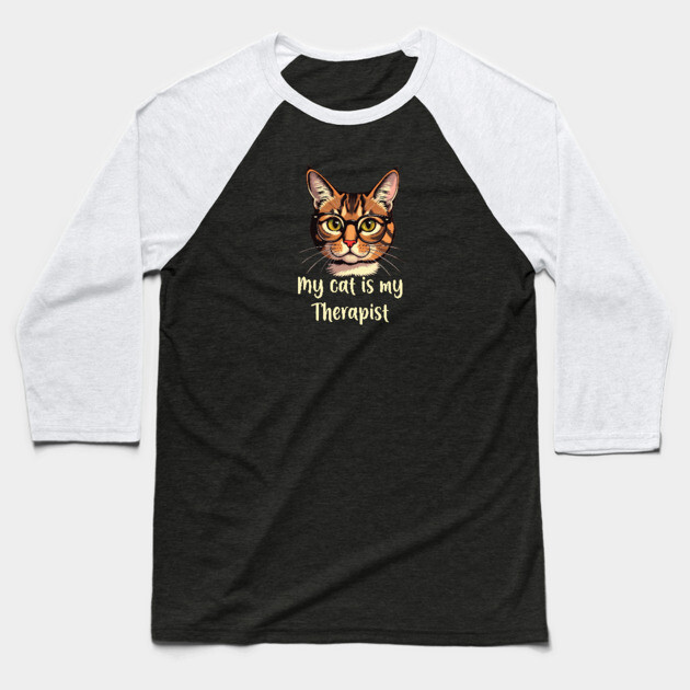 My Cat is my Therapist Baseball T-Shirt by Pete the Cat Guy