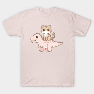 Cute Cat Riding Dinosaur T-Shirt