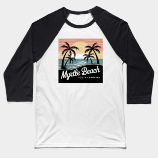 Vintage Myrtle Beach Sunset, Retro South Carolina Beach Baseball T-Shirt