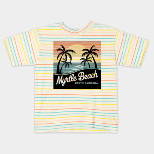 Vintage Myrtle Beach Sunset, Retro South Carolina Beach Kids T-Shirt