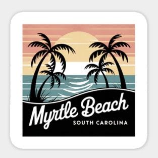 Vintage Myrtle Beach Sunset, Retro South Carolina Beach Sticker