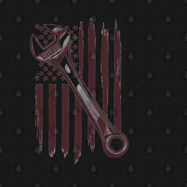 American Flag Mechanic Wrench, Patriotic Mechanic for Veterans & Workers by Pixel Threads 