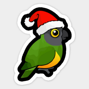 Cute Senegal Parrot Christmas Bird as Santa Claus Gift Sticker