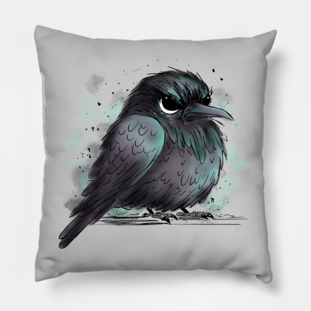 Grumpy Crow Pillow by H. R. Sinclair
