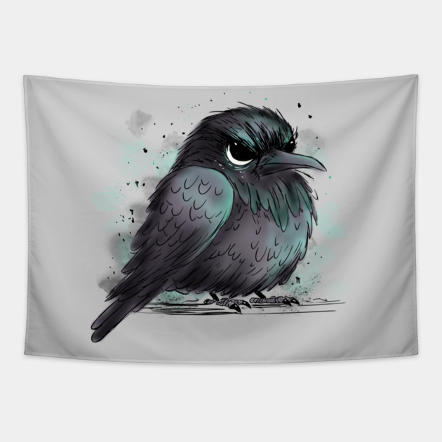 Grumpy Crow Tapestry by H. R. Sinclair