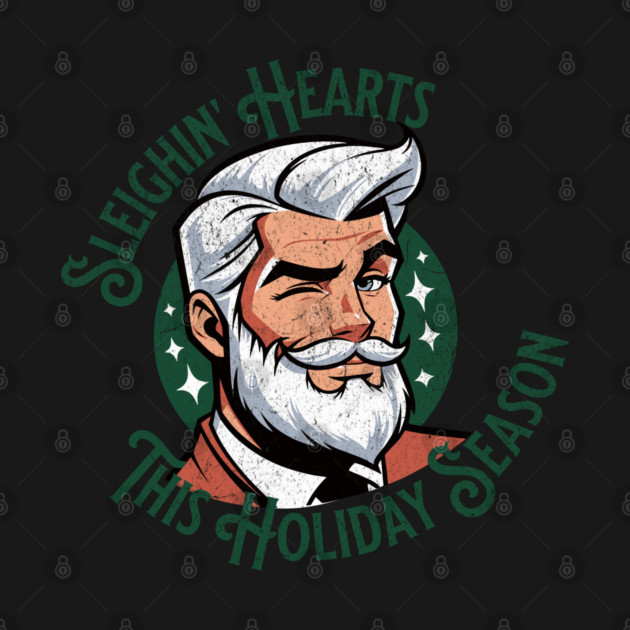 Sexy Santa Sleighing Hearts Christmas Handsome Santa Claus by Yesteeyear