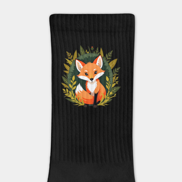 Playful fox nestled in a woodland scene with vibrant leaves by BirdsnStuff