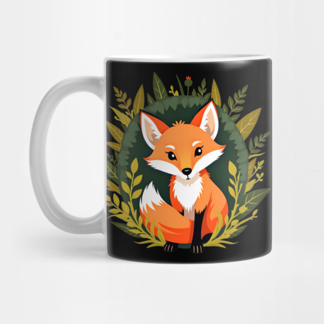 Playful fox nestled in a woodland scene with vibrant leaves by BirdsnStuff