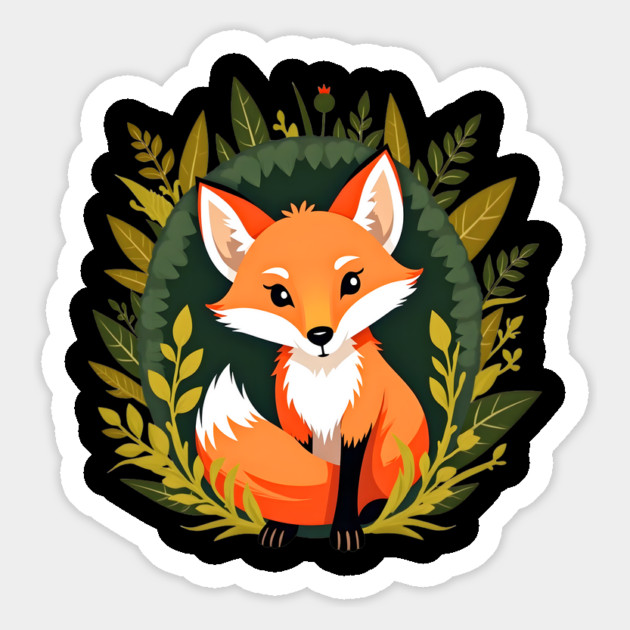 Playful fox nestled in a woodland scene with vibrant leaves Magnet by BirdsnStuff