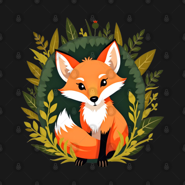Playful fox nestled in a woodland scene with vibrant leaves by BirdsnStuff