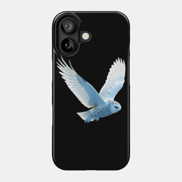 Snowy Owl in Flight Phone Case by BirdsnStuff