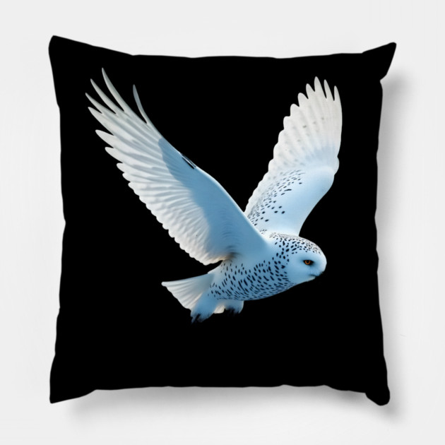 Snowy Owl in Flight Pillow by BirdsnStuff