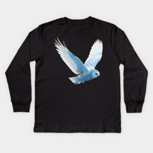 Snowy Owl in Flight Kids Long Sleeve T-Shirt