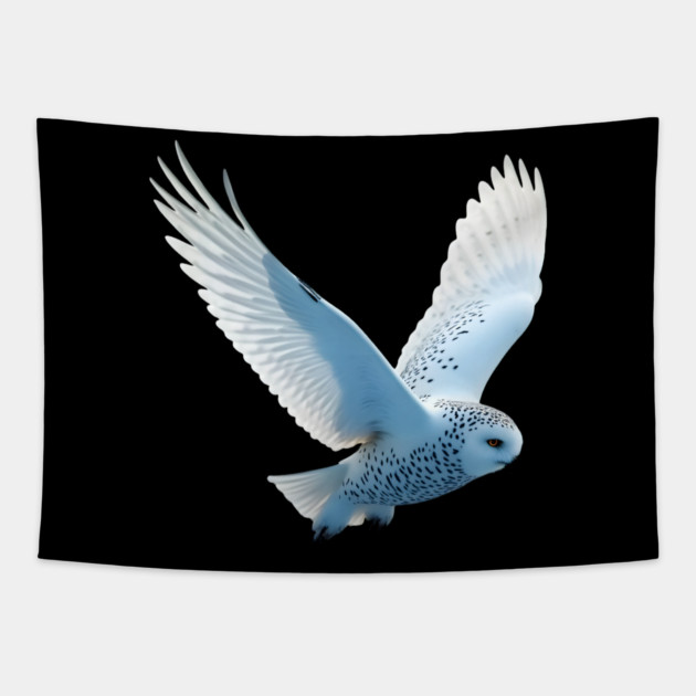 Snowy Owl in Flight Tapestry by BirdsnStuff