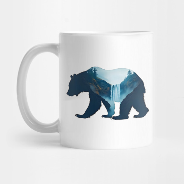 Beautiful Nature  Bear Silhouette with Waterfall Landscape by BirdsnStuff