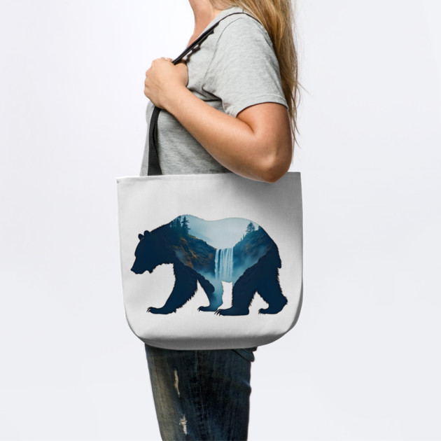 Beautiful Nature  Bear Silhouette with Waterfall Landscape by BirdsnStuff