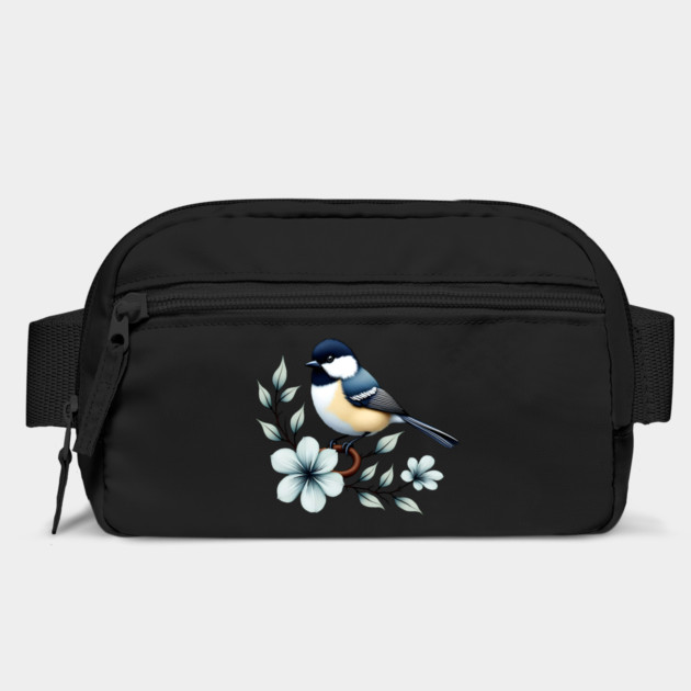 Carolina Chickadee Bird with Blue Flowers by BirdsnStuff