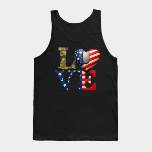 Military-themed LOVE design. Crafted with Camouflage Tank Top