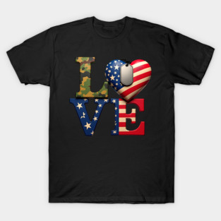 Military-themed LOVE design. Crafted with Camouflage T-Shirt