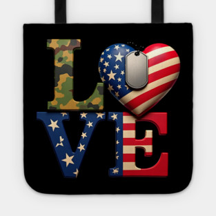 Military-themed LOVE design. Crafted with Camouflage Tote