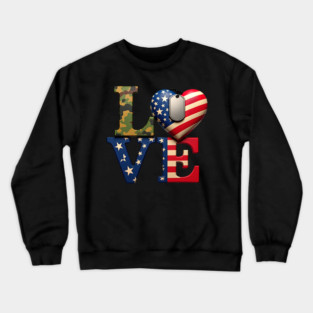 Military-themed LOVE design. Crafted with Camouflage Crewneck Sweatshirt
