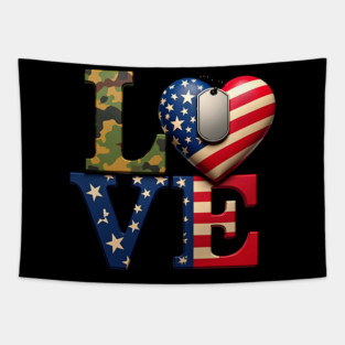 Military-themed LOVE design. Crafted with Camouflage Tapestry