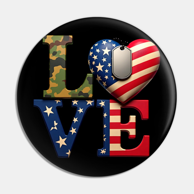 Military-themed LOVE design. Crafted with Camouflage Pin by BirdsnStuff