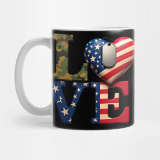 Military-themed LOVE design. Crafted with Camouflage Mug