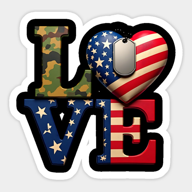 Military-themed LOVE design. Crafted with Camouflage Magnet by BirdsnStuff