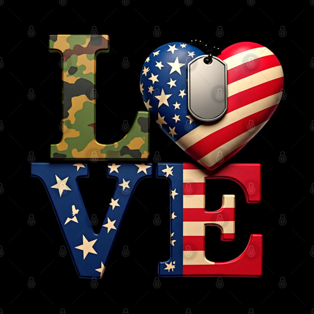 Military-themed LOVE design. Crafted with Camouflage by BirdsnStuff