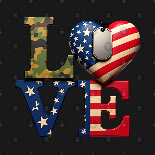 Military-themed LOVE design. Crafted with Camouflage by BirdsnStuff