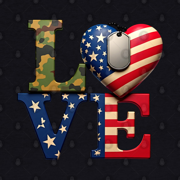 Military-themed LOVE design. Crafted with Camouflage by BirdsnStuff