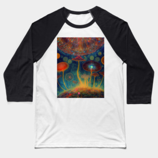 Vibrant Neon Psychedelic mushrooms, psilocybin CUBENSiS Baseball T-Shirt