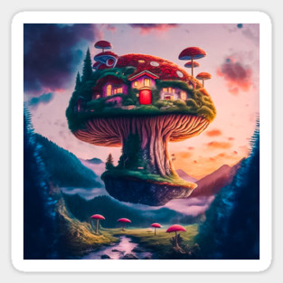 The Hoovering Mushroom -  Whimsical Magic Mushroom Forest Sticker