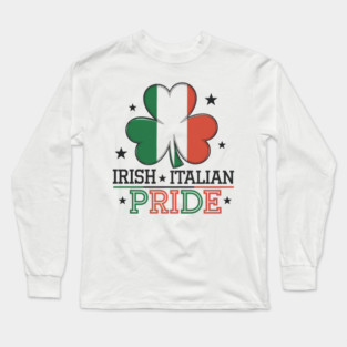 Irish Italian Pride Dual Heritage Shamrock, Flag Design Long Sleeve T-Shirt