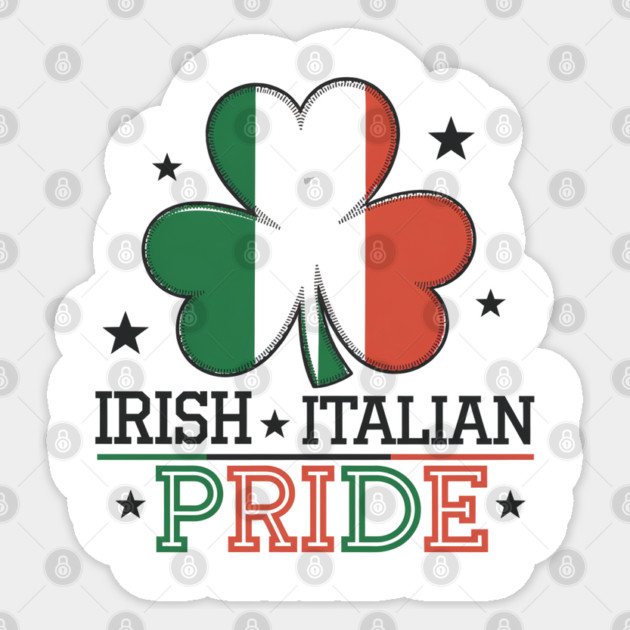 Irish Italian Pride Dual Heritage Shamrock, Flag Design Sticker by Pixel Threads 