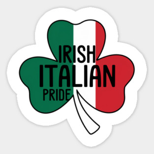 Irish Italian Pride Dual Heritage Shamrock, Flag Design Sticker