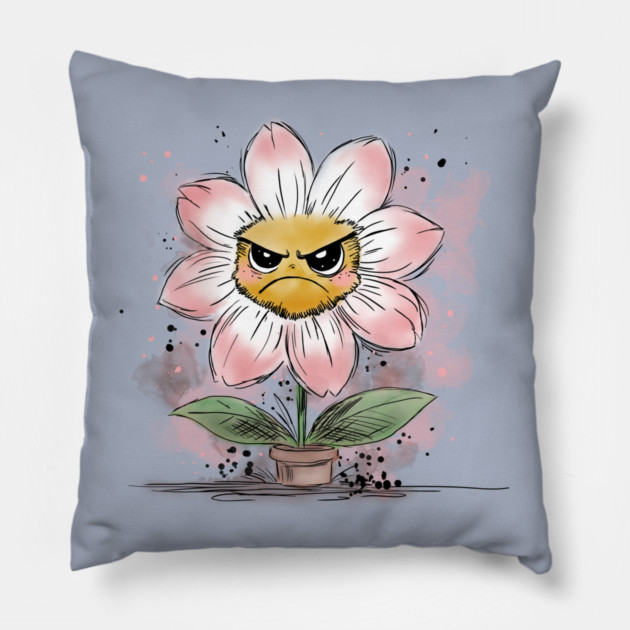 Grumpy Flower Pillow by H. R. Sinclair