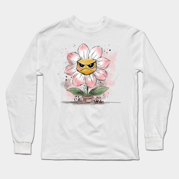 Grumpy Flower Long Sleeve T-Shirt by H. R. Sinclair
