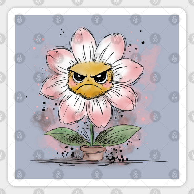 Grumpy Flower Sticker by H. R. Sinclair