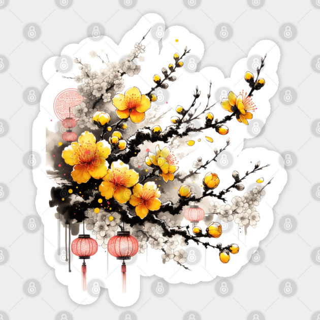 Ink Drawing of Hoa Mai Happy New Year Sticker by HolidayBug