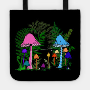 Ziplining Colorful Mushrooms Tote