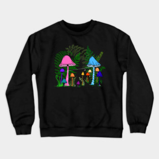 Ziplining Colorful Mushrooms Crewneck Sweatshirt